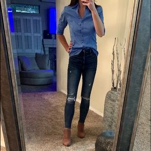 Express slim fit long sleeve blouse